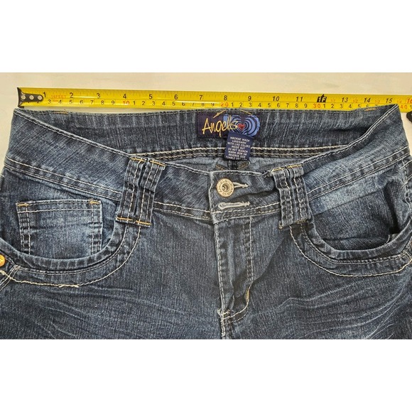 Angel Jeans Womens Midrise Blue Denim S13 Embroidered Back Pockets - Picture 5 of 10